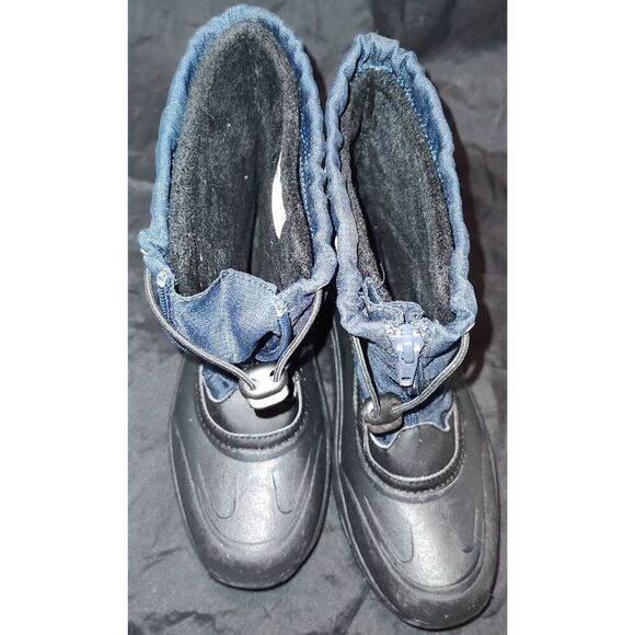 Lands End Snow Winter Boots Black Waterproof Zipper & Draw String at Top Boys 2 - Picture 3 of 5